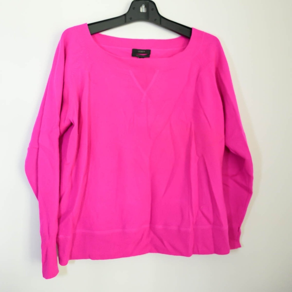 J.Crew Italian Cashmere Sweater XS Pink Good Long Sleeve Crewneck V-Stitch